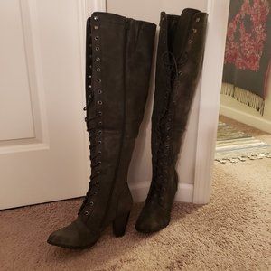 Over the knee, lace-up boots